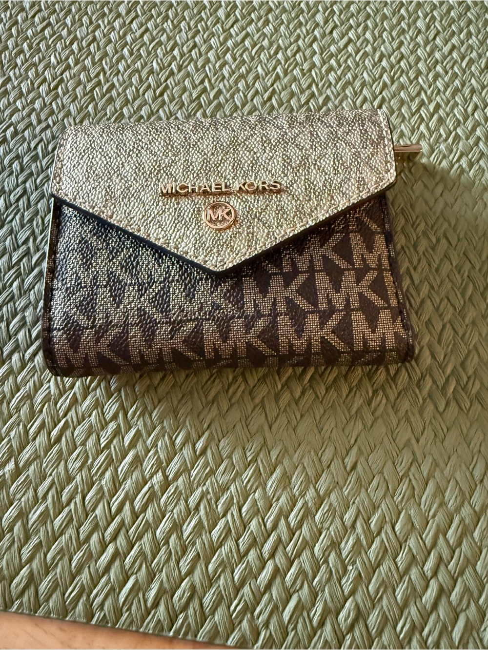 Michael Kors Brown MK Logo Wallet with Gold Flap